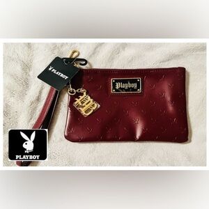 PLAYBOY Burgundy Wristlet NWT!